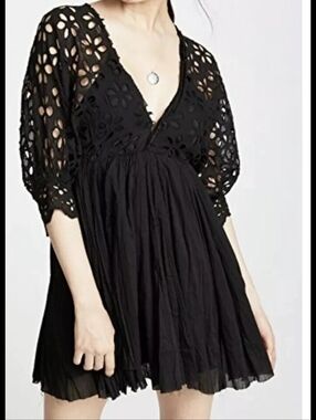 Free People One Bella Note Babydoll Mini Dress